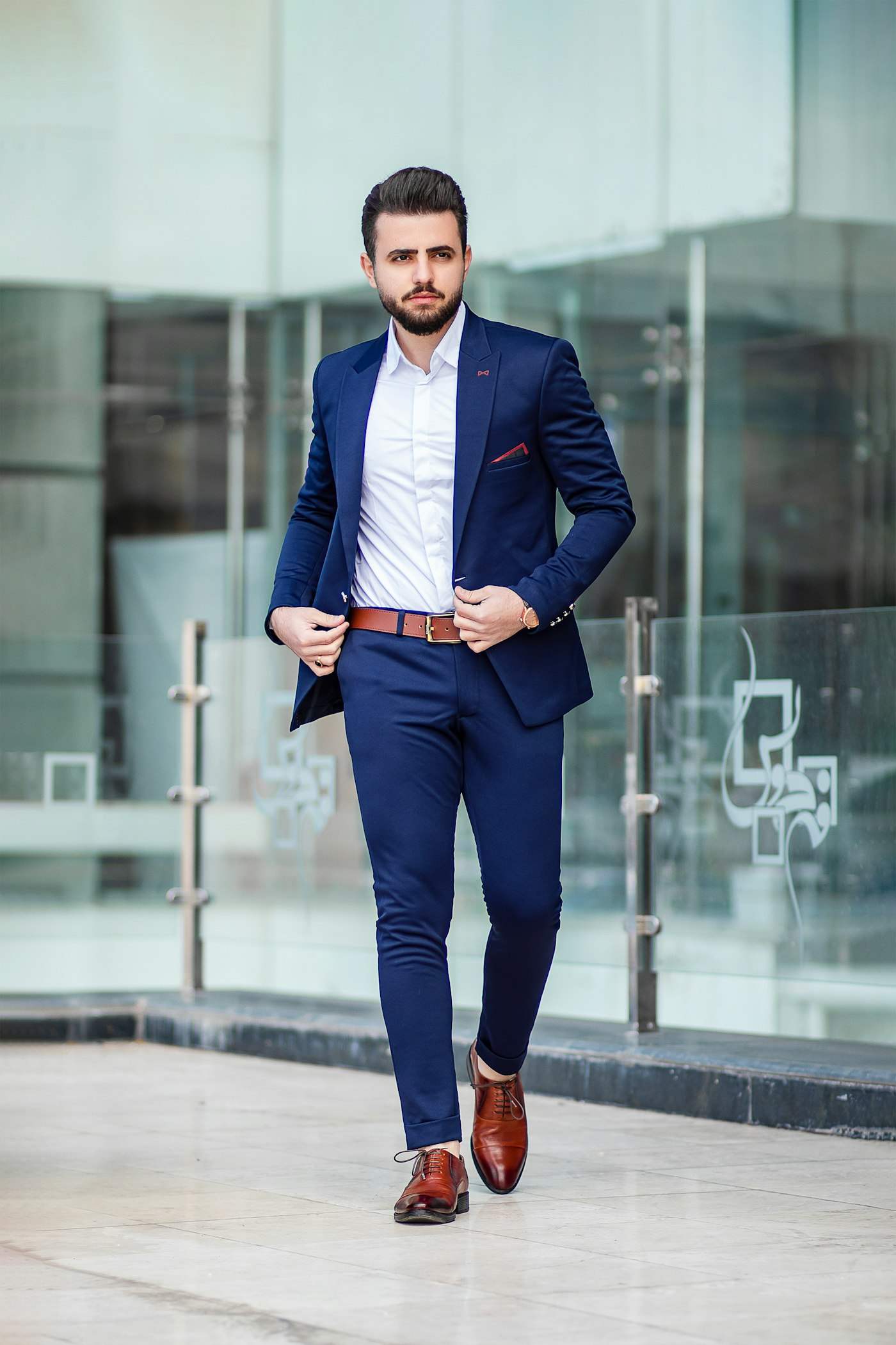 A considered menswear look in an urban setting